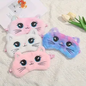 A must-have for a home nap, lunch break and afternoon rest. Cartoon Soft plush cat eye mask, comfortable and cute light-blocking eye mask for sleep