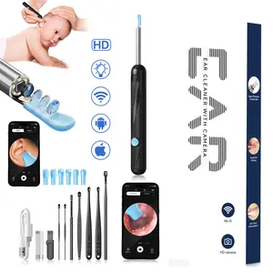 Smart Earwax Removal Tool with Camera, 1080P HD WiFi Ear Cleaner, Rechargeable USB Dual Power Ear Picker with 6-Piece Spoon Set, Safe & Gentle Visual Ear Care