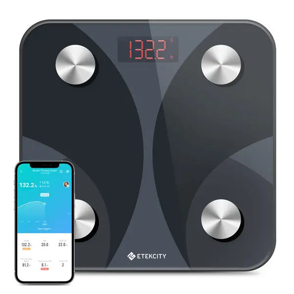 Etekcity Scale for Body Weight and Fat Percentage, Smart Digital LED Bathroom BMI Measurement, Accurate Bluetooth, 400lb Healthcare Weight Scale, Fit 8s