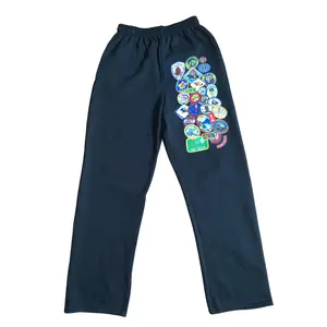 Black Boyscout Patchwork Sweatpants straight-leg pant baggy sweats