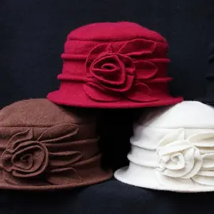 FS-L  Gift Hat Basin Hat Winter Middle-aged and Elderly Women's Hat High-end Elegant Hat Middle-aged Hat Woolen Mom Hat [Quality]