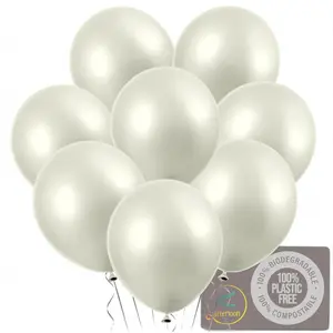 Mini Biodegradable Balloons: 144 White Pearlized Latex Balloons for Showers & Birthday Parties