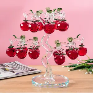 Crystal Apple Tree Ornament, Creative Home Decor for Living Room, Entryway, TV Cabinet, Wine Rack, Perfect Gift for Birthday and Holidays