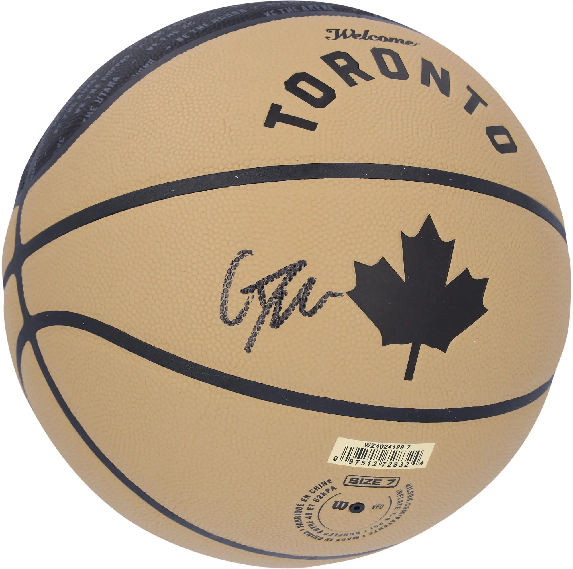 Gradey Dick Toronto Raptors Autographed Wilson Black and Gold City Edition Collectors Basketball - Fanatics Authentic Certified
