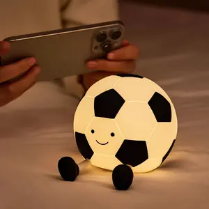 Football Shape Night Light, Rechargeable 3-Level Dimmable Silicone Lamp, Durable Office and Bedroom Decor, Soft Glow, Easter Gift