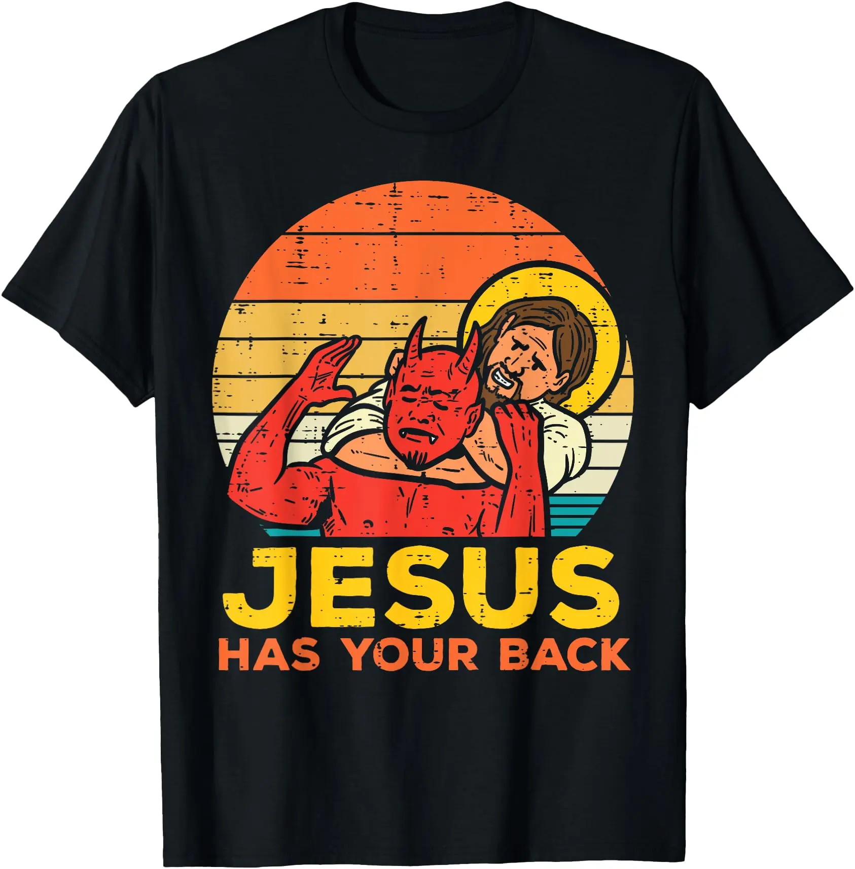 [100% Cotton]Jesus Has Your Back Jiu Jitsu Retro Christian Men Women Kids T-Shirt Graphic Tees
