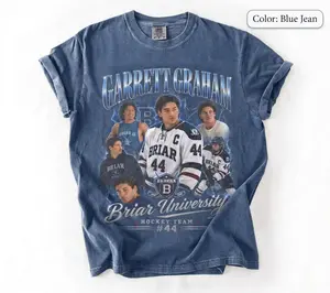 Garrett Graham Briar University Comfort Colors Tee: Pigment Dyed Hockey Romance Shirt, Vintage Briar Sports Fan Gift