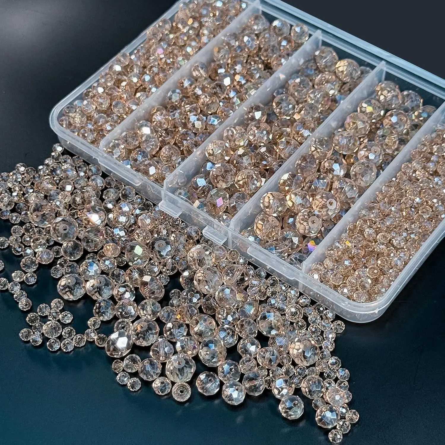 800 Pcs Crystal Glass Beads - 4/6/8/10mm Beads for Jewelry Making