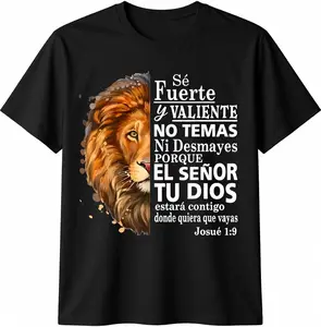 100% Cotton Valiente Josue 1:9 Spanish Christian Bible Verse T-Shirt
