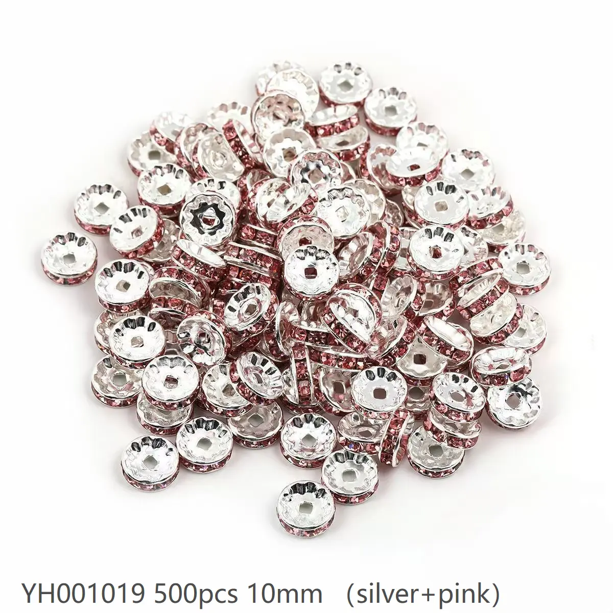 #1（10mm 500pcs) Silver/Pink YH001019