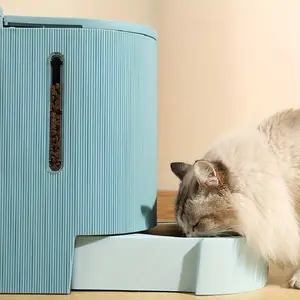 Automatic Pet Feeder for Cats and Dogs, 2-in-1 Double Bowl Large Capacity, Blue, 20.47x6.10x11.61 inches, with Food Dispenser and Water Fountain Features