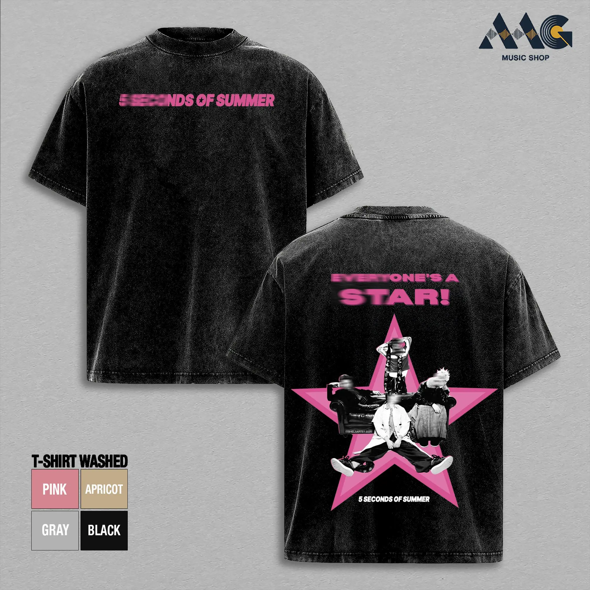 Vintage 5 Seconds of Summer EVERYONE'S A STAR! T-Shirt - 5SOS World Tour 2026 Vintage 90s Graphic Tee, Unisex Summer Fan Gift for Men Women, Retro Rock Band Streetwear Casual Short Sleeve Cotton Top