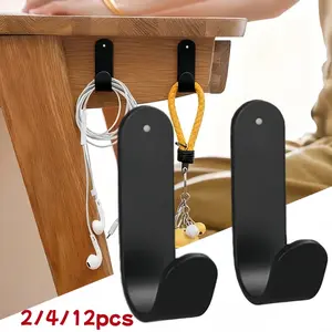 2/4/12pcs J-shaped universal self-adhesive hooks kitchen and bathroom hooks hanging towels keys headphones clothes storage hooks