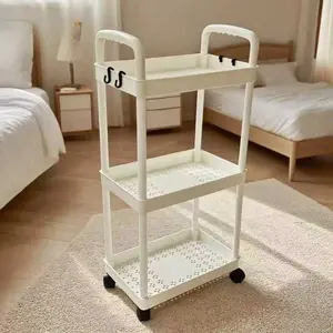 2026 New Storage Rack, Office Organizer, 3/4 Tier Mobile Shelving Unit, Rolling Cart with Smooth Wheels, Space-Saving, Easy to Clean