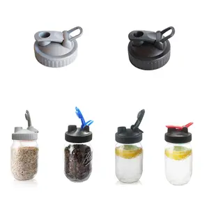 Wide Mouth Mason Jar Lid, Flip Top Sealed Cap, Lemon Coffee Tea Jam Oatmeal Mason Bottle Cover, Durable Leak-Proof Design