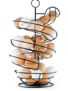 Egg Holder Countertop, Egg Skelter, Spiral Egg Holder with Storage Basket, Chicken Egg Holder, Large Capacity Egg Storage for Kitchen