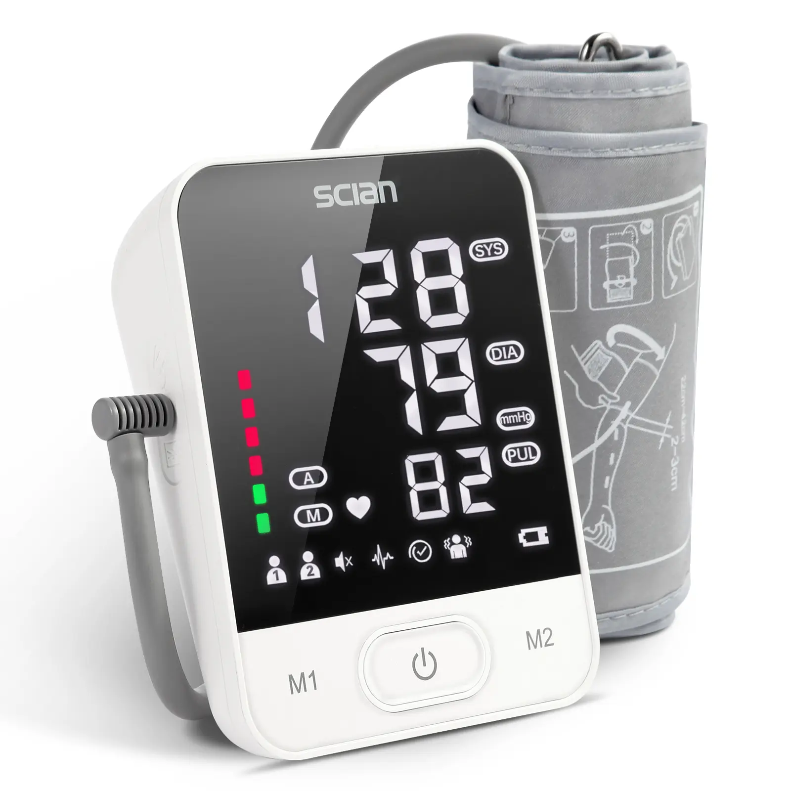 Scian Blood Pressure Monitor for Home Use, Automatic Blood Pressure Cuff Arm, With Large LED Backlit Display, Voice Broadcasting, Adjustable Arm Cuff.