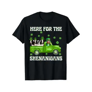 St. Patrick's Day T-Shirt for Men & Women - "Here for Sean Hannigan" Irish Bull & Shamrock Design, 100% Cotton Breathable Tee, S-XXXL Sizes, Irish-Themed Party Outfit for Casual Wear, & Year-Round