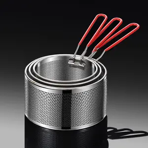Stainless Steel Frying Basket Kitchen Colander with Heat Resistant Handle, Rustproof Portable Design for French Fries Noodles Dumplings Vegetables Seafood, Kitchen Gadgets
