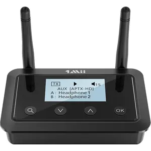 B03+  Transmitter Receiver for TV  Stereo, Long Range  5.3 Adapter for TV Audio with Screen, aptX Low Latency &  & AD, Optical RCA AUX 3.5mm Inputs/Outputs