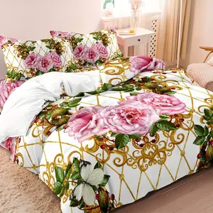 3pc Baroque modern art Nordic style duvet cover set, Bedroom bedding set, including one duvet cover and two pillowcases, suitable for single and double beds, available in multiple sizes, ideal for bedrooms, dormitories, and hotels