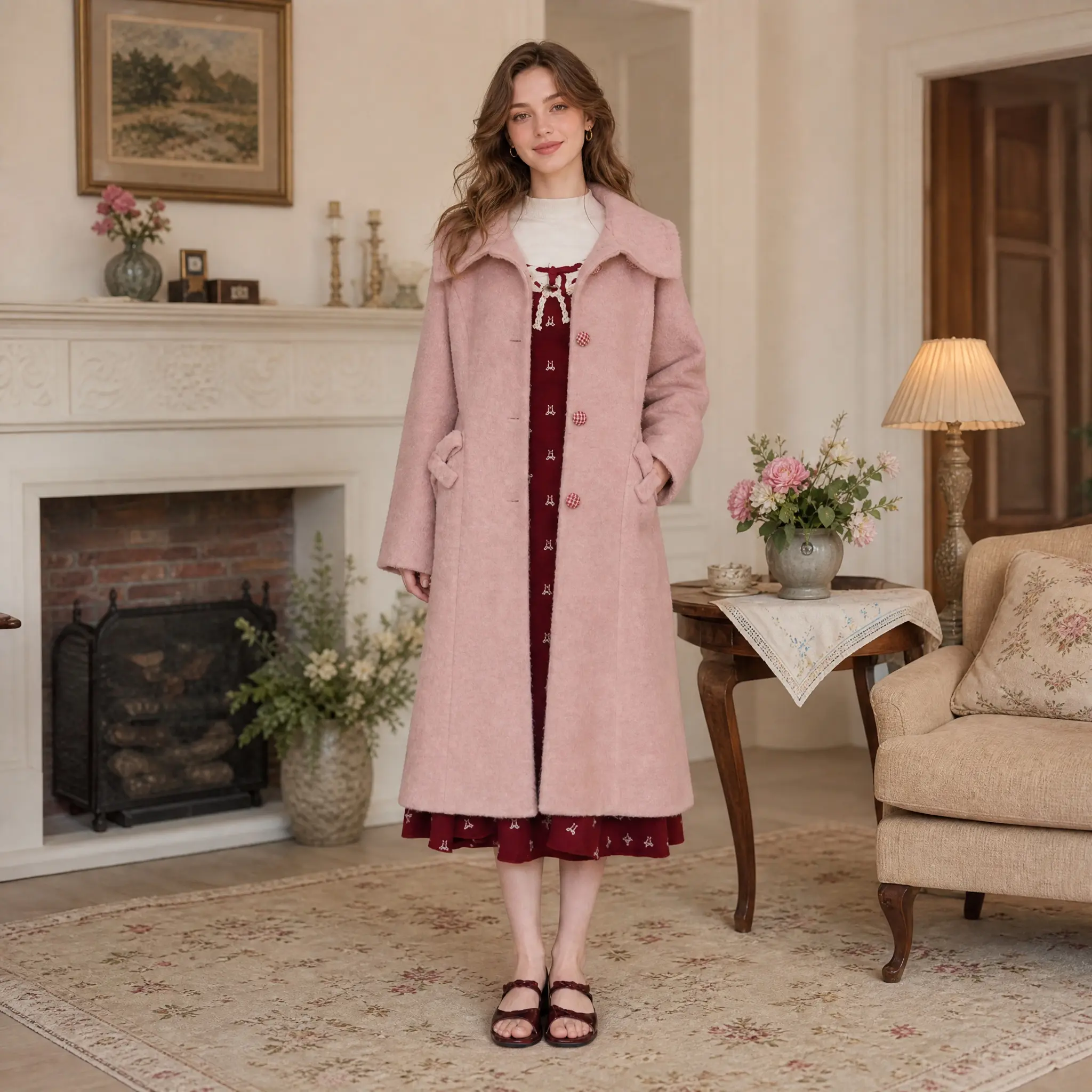 Strawberry Coat-LuminaVenus Dresses winter outfit women  fall winter fashion  date night outfit  holiday outfit women  daily wear coat  office winter outfit  christmas outfit women pink wool coat  blush pink coat Casual Fabric   Elegance Womenswear Love