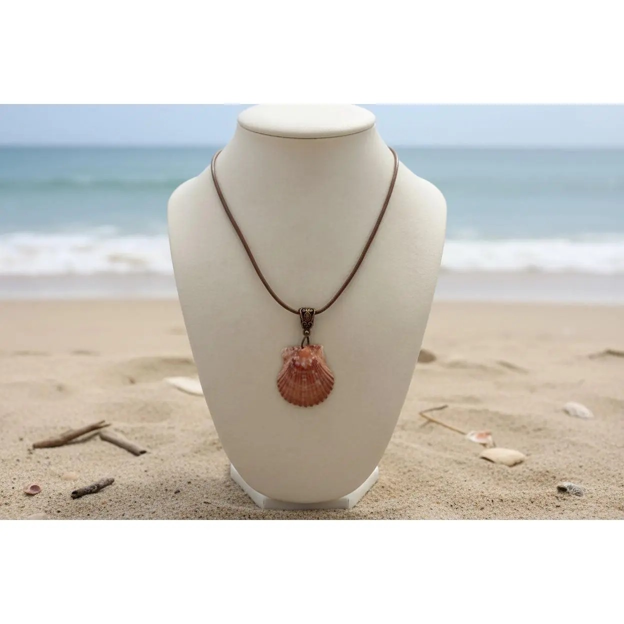 Hand-Made Dainty Jasmine Natural Shell Necklace, Iridescent Pink Beachwear Accessory, Unique Costume Jewelry