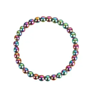 Rainbow Hematite Grounding & Protection Bracelet for Stability Clarity & Energy Shielding Unisex Vibrant Hues