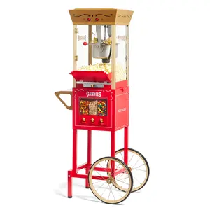 Nostalgia 53-Inch Popcorn Cart with Candy Dispenser, Red