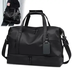 Large Capacity PU Leather Gym  for Men and Women, Multi-Functional Waterproof Travel Duffel  with Separate Shoe Compartment and Wet Pocket, Lightweight Foldable Sports Handbag Ideal for  Weekend Getaways Business Trips and Daily Carry Us bag