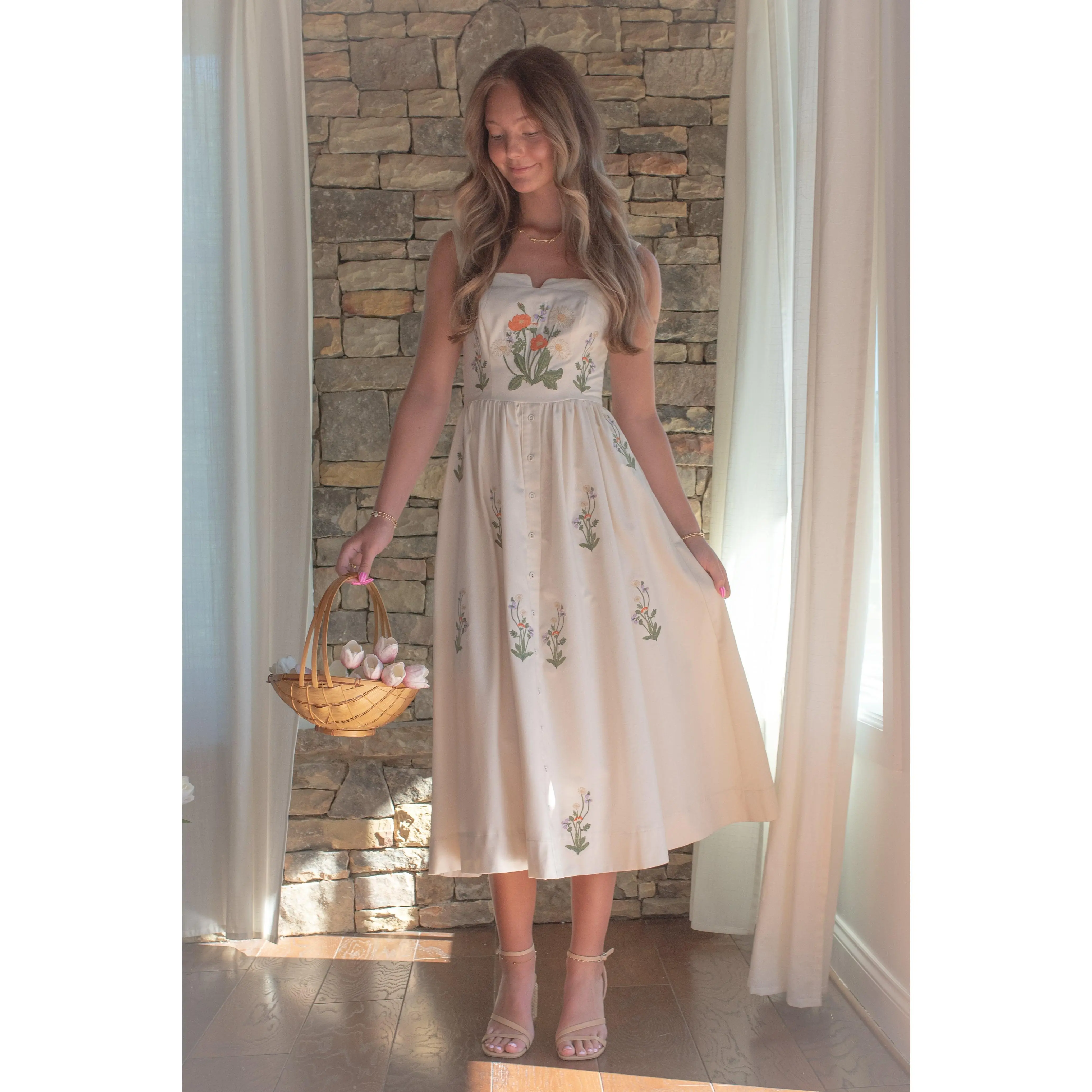 Juliet Embroidered Midi Dress