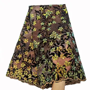 Latest Sequin Embroidery 5 Yards African Lace Fabric