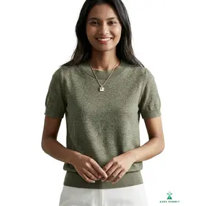 2026Women's Short Sleeve Knit Sweater Lightweight Casual Crew Neck Pullover, Fashion Women's Knitwear for Daily Wear, WomensFashion, Summer, Fit,Knit TimelessFashion Quiet Luxury ViralFashion spring unifom Buttery Soft Timeless Wardrobe Staple