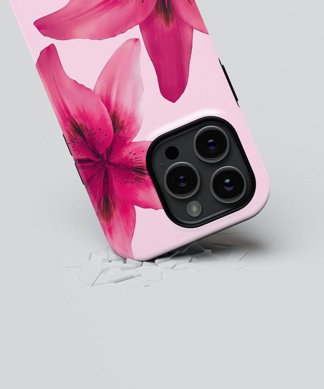 TIGER LILY Tough Designer Case – Pink Flower Phone Case | iPhone 11 12 13 14 15 16 X XR XS Pro Max Plus