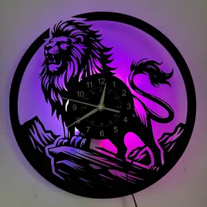 Lion Theme Vinyl Wall Clock, Perfect for Living Room Bedroom Kitchen Office Decor, Birthday Mother's Day New Year Easter Graduation Christmas Halloween Gift