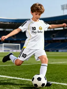 Boys Girls Youth Soccer Jersey Set, Quick-Dry Breathable Short Sleeve Shorts, Sportswear for All Seasons, Loose Fit Football, Football Kits