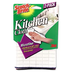 3M 90322 Kitchen Cleaning Cloth Microfiber 1 Pack of 2 Kitchen Cloths/Carton White