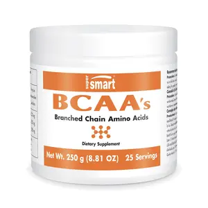 SuperSmart BCAAs 2:1:1-3 Essential Amino Acids for Muscle Metabolism (Toner, Builder & Recovery) - L-leucine, L-isoleucine, L-valine | Non-GMO & Gluten Free - 250g