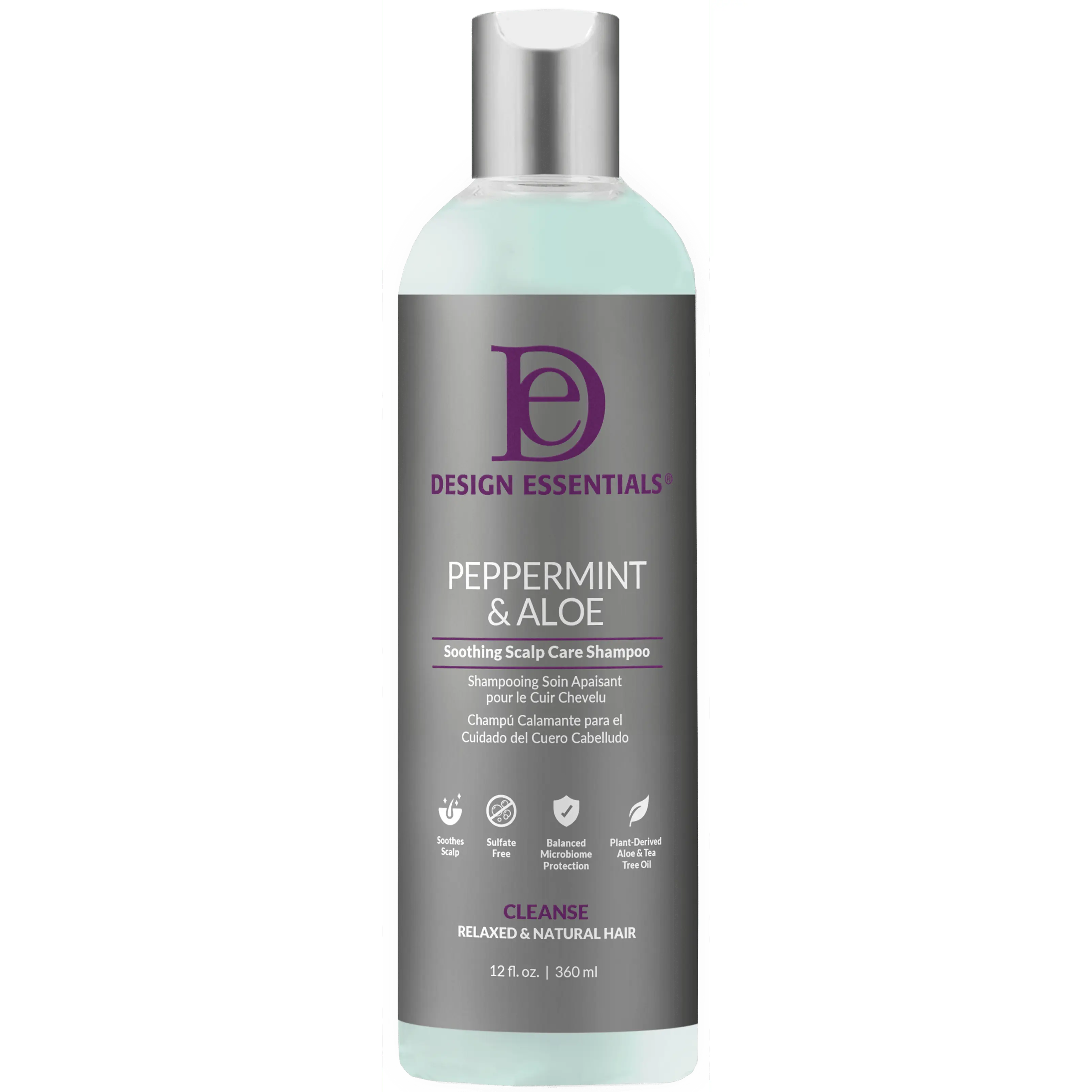 Design Essentials Peppermint & Aloe Calming Scalp Relief Haircare Shampoo - 12 oz Cleanser, Soother, Anti-Dandruff Revitalizer