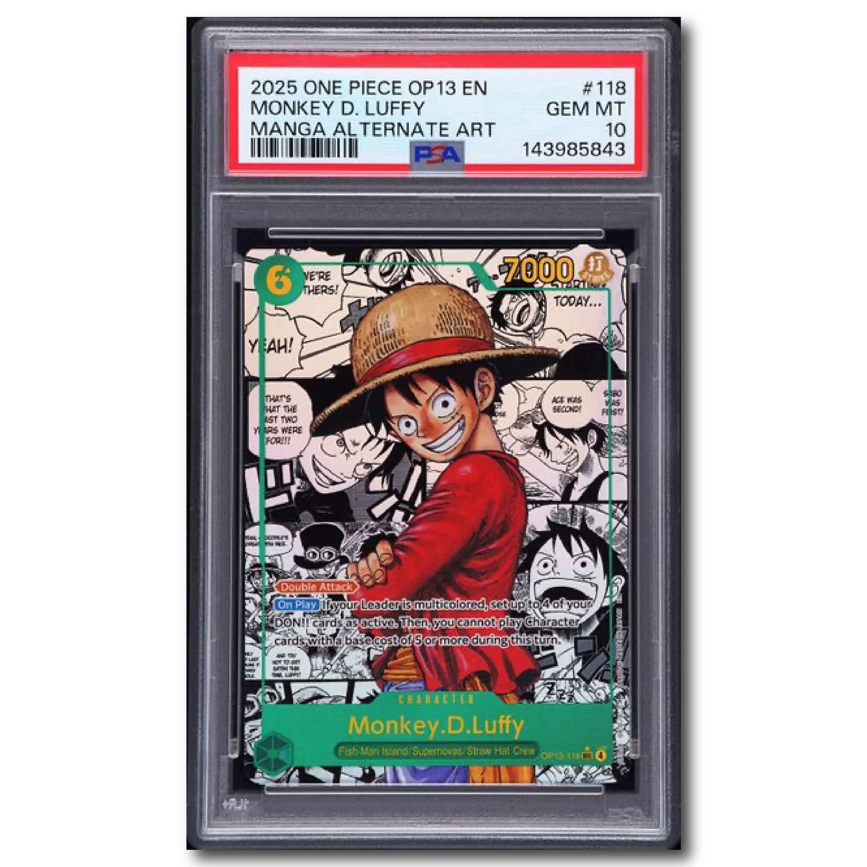 PSA 10 Monkey D Luffy OP13 MANGA #118 - TikTok Shop