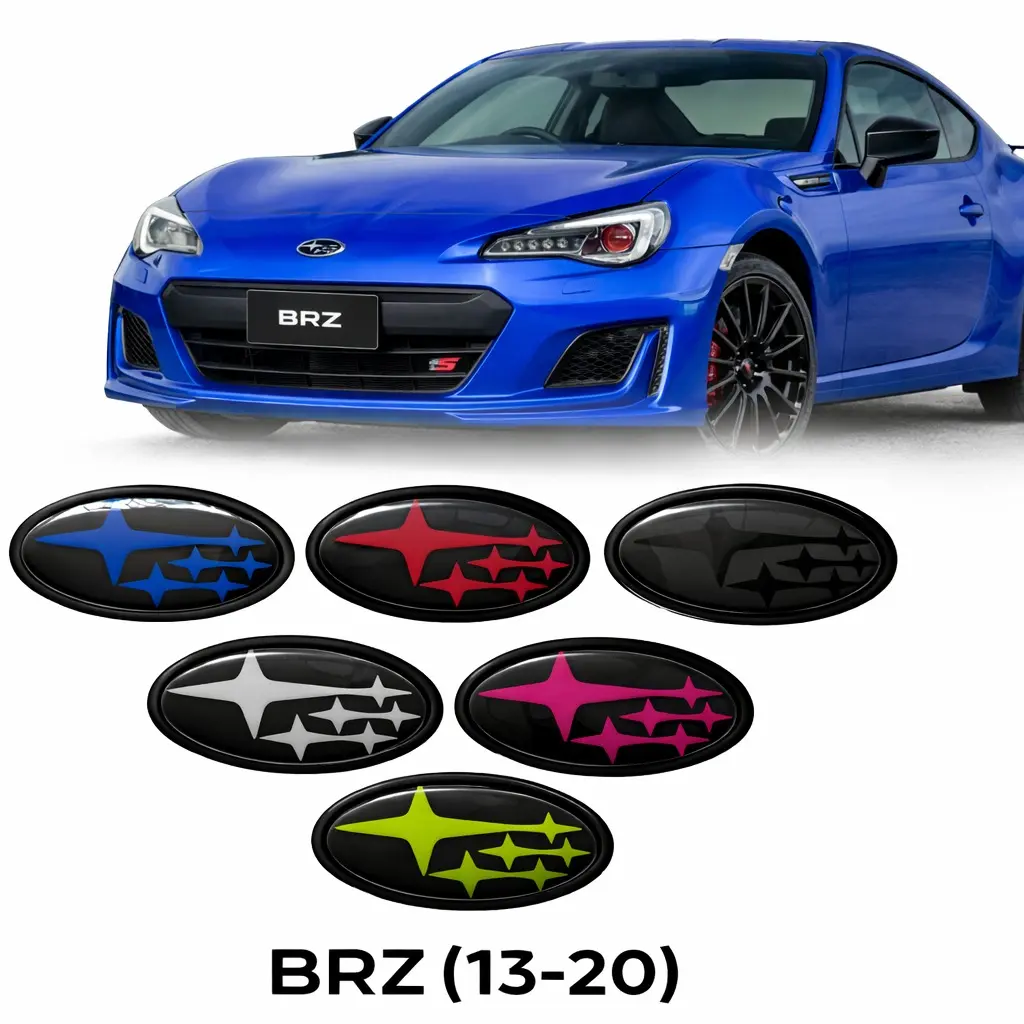 Subaru BRZ Front and Rear Badges-Emblems (2013-2020), Premium Quality Auto Replacement Set, 3M Adhesive Automotive Decoration, Vehicle Exterior Decoration Auto Body Replacement Part