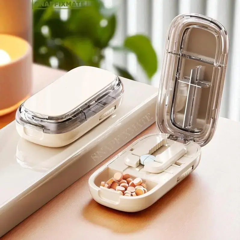 Portable 2-in-1 Pill Cutter & Splitter | Adjustable Precision Tablet Cutter for Small & Tiny Pills, with Built-in Storage
