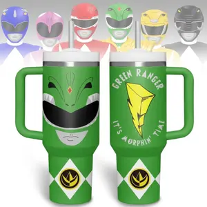 Green Ranger Tumbler with Handle & Straw - 40oz/20oz Travel Mug | Keeps Drinks Cold All Day