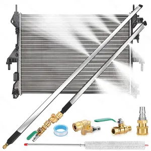 " + 24" Radiator Cleaning Wand Set, Dual Water/Air Flush Modes, 4500 PSI, Radiator Cleaning Tool Suitable for Use  , , Construction and Agricultural Machinery, Household Air