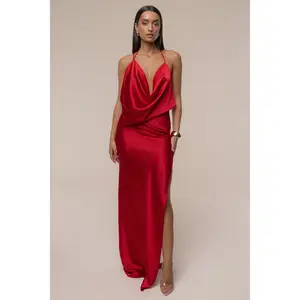 Red Delmara Cowl Maxi Dress