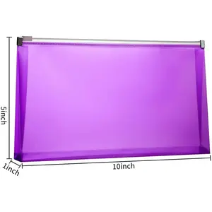10Packs #10 5 x 10 Assorted Colors Zipper Plastic Envelope Folders for Money Receipts Coupons Bills
