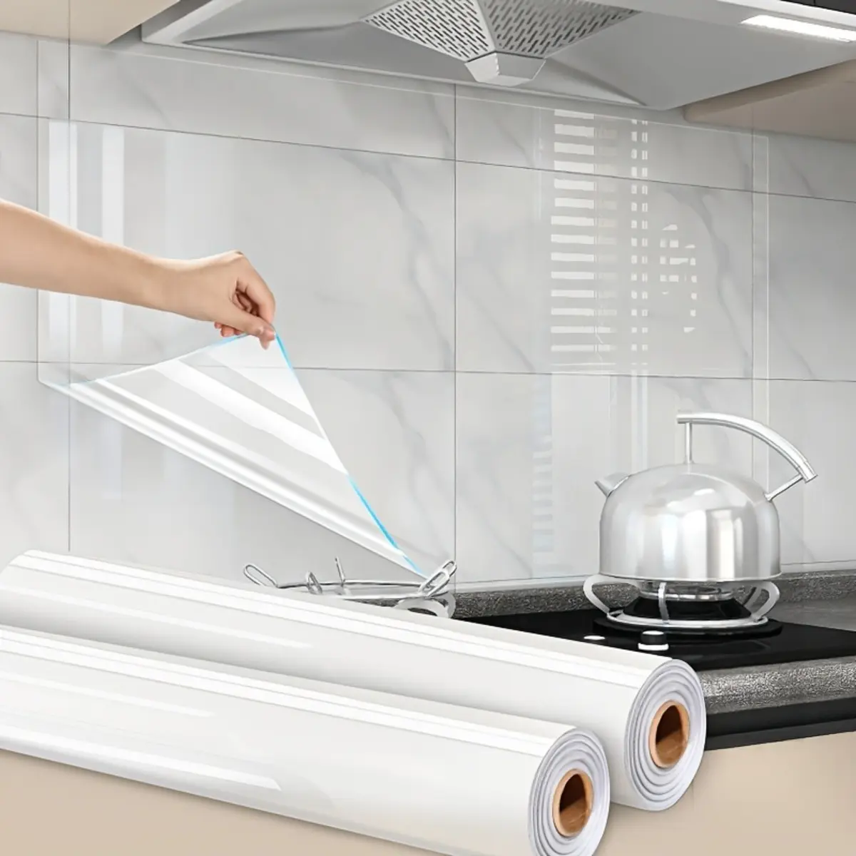 Kitchen Oil Proof Sticker Stove Backsplash Transparent Self Adhesive Heat Resistant Waterproof Easy Clean Wall Sticker Grease Splash Guard Removable