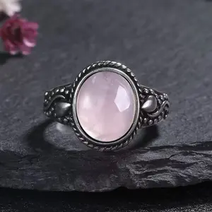 S925 Sterling Silver Ring Femme Jewel Natural Rose Quartz Tiger's Eye Personalized Rings for Women Wedding Jewelry Gift Jewelry Fashion Accessories Creative Gift