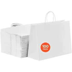VEVOR Kraft Paper Bags with Handles, 50Pcs 16x 6x 12 in, Large Paper Grocery Bags, Reusable Recycled Take - Out Sacks, Plain Party Bag Bulk for Birthday, Wedding, Business, Goody, WhiteVEVOR Super Brand Day