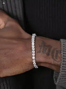 Luxurious Full Diamond Tennis Bracelet for Women, Sparkling Elegant Design, Fashionable Accessory for Daily Wear, Perfect Gift for Her
